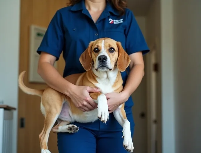Technician respectfully transporting a deceased dog in Kalkallo